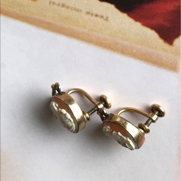 Vintage VAN DELL 12K GF Cameo Earrings 1940 - Picture 4 of 5